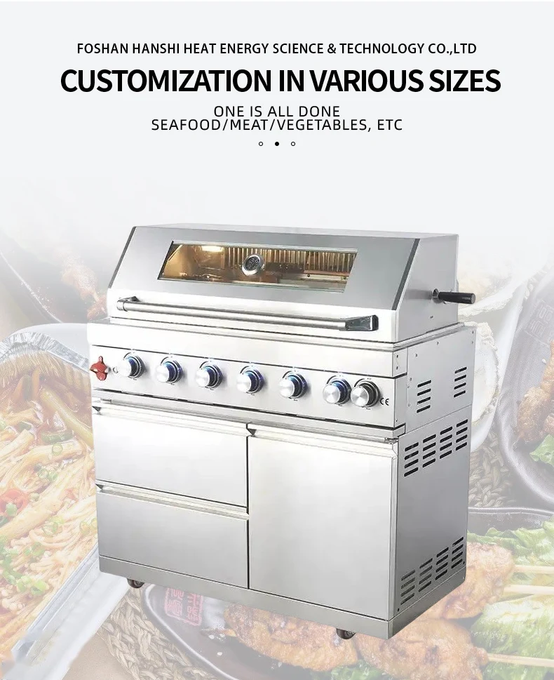 Island Full Set Stainless Steel Spit Rotisseries With Fridge Outdoor ...