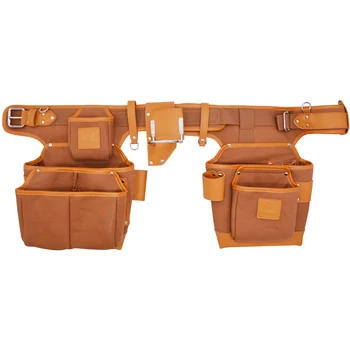 Professional Heavy Duty Canvas Leather Tool Belt Adjustable Work Carpenter Tool Kit Attachment Pouch Organizer