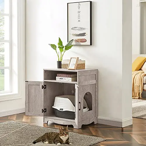 IDEALHOUSE Katzentoilette Versteckt Im Möbel – Stylischer Blumenständer Mit Ausziehbarer Schale, Extra Privatsphäre Für Deine Katze