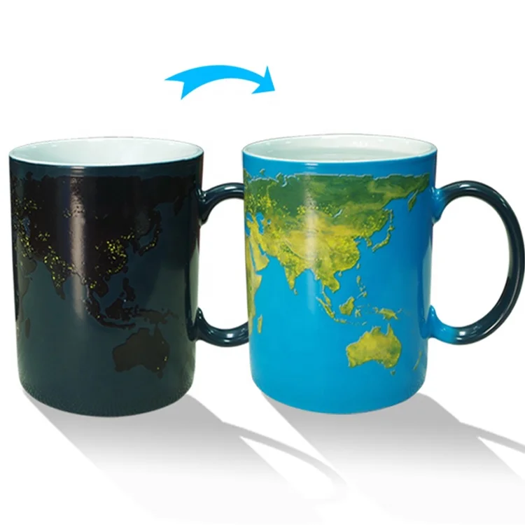 HEAT-SENSITIVE CHANGING WORLD MAP MUG