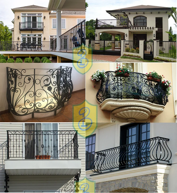 耐久性のあるモダンな屋外錬鉄製バルコニー手すり湾曲した