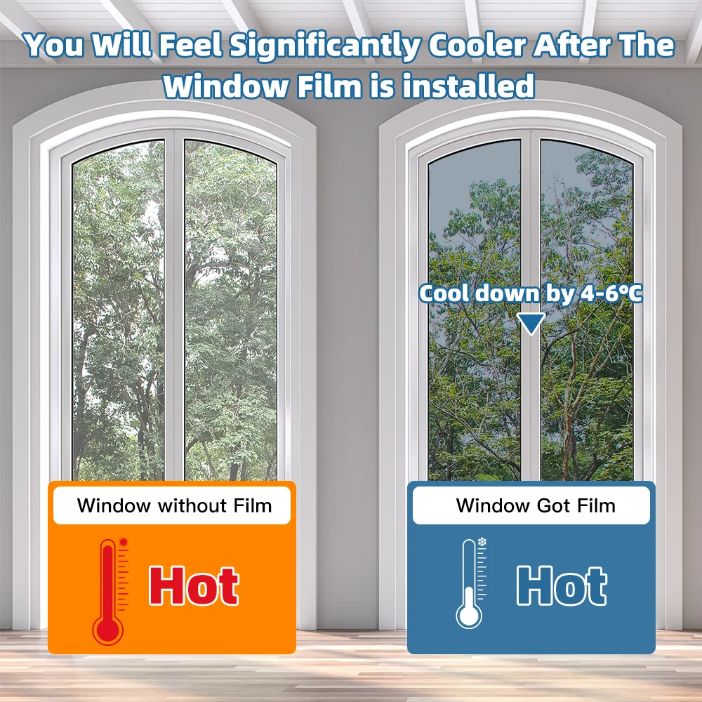 Sun Blocking UV Window Film for Home Nano Ceramic 70% VLT 92% IRR 99% UVR Explosion - Proof Solar Glass Window Film