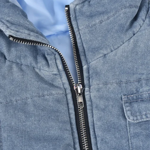 New Arrival Fashion Denim Clip Cotton Wash Hooded Sleeveless Cargo Short Vest Casual Woman Denim Vest