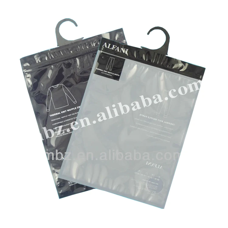 Source Underwear packaging rigid hanger reclosable zip lock pet pe