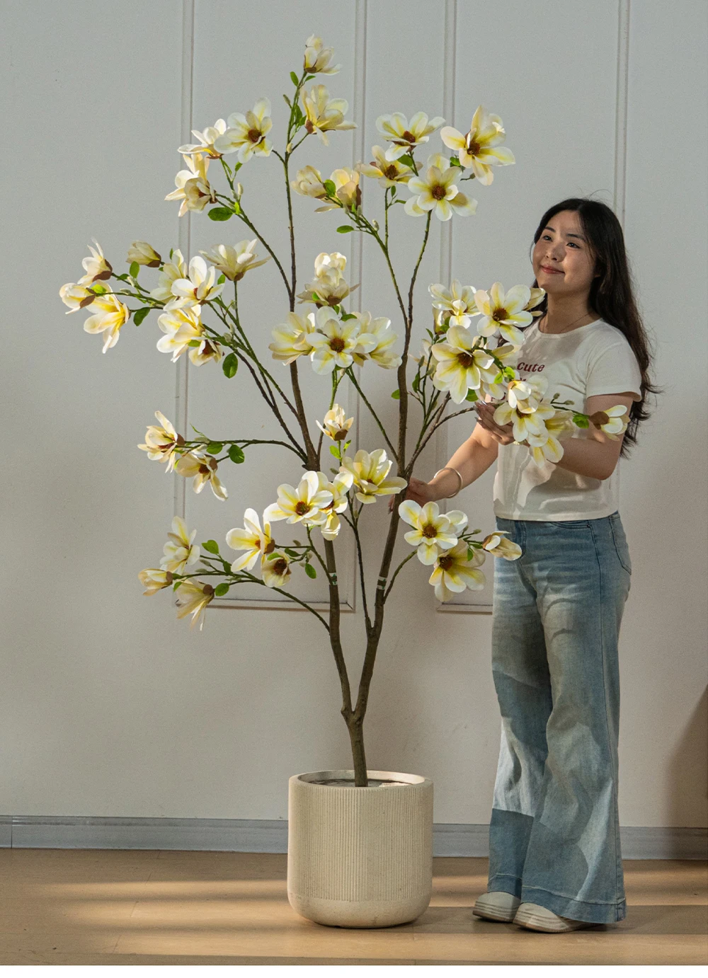 product plastic artificial magnolia tree shaped plant eco friendly high quality landscaper outdoor wedding stage flower decoration-15