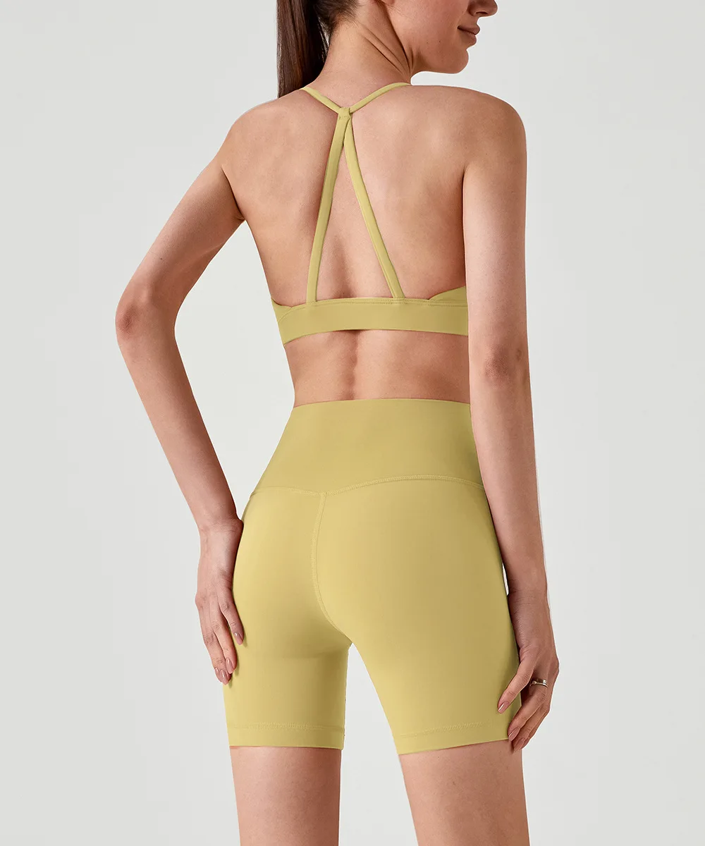 Halter Triangle Back Breathable High Support 100% Nylon Yoga Bra Small Camisole Sports U preview