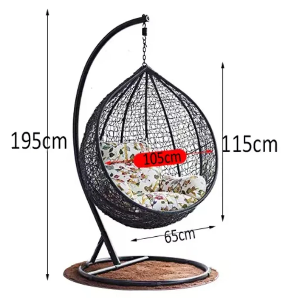 product modern durable hotel balcony bedroom style decor outdoor rattan hanging egg swing chair with metal stand nu deco-1