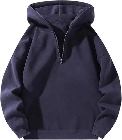American Casual Zip-Up Hoodie Loose Sports Sweatshirt Solid 100% Cotton Anti-Pilling Fle detail