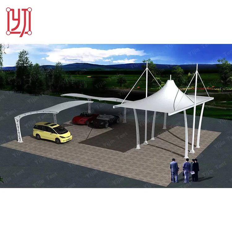 Large Tensile Bus Stop Membrane Structure Car Shade Parking Tent