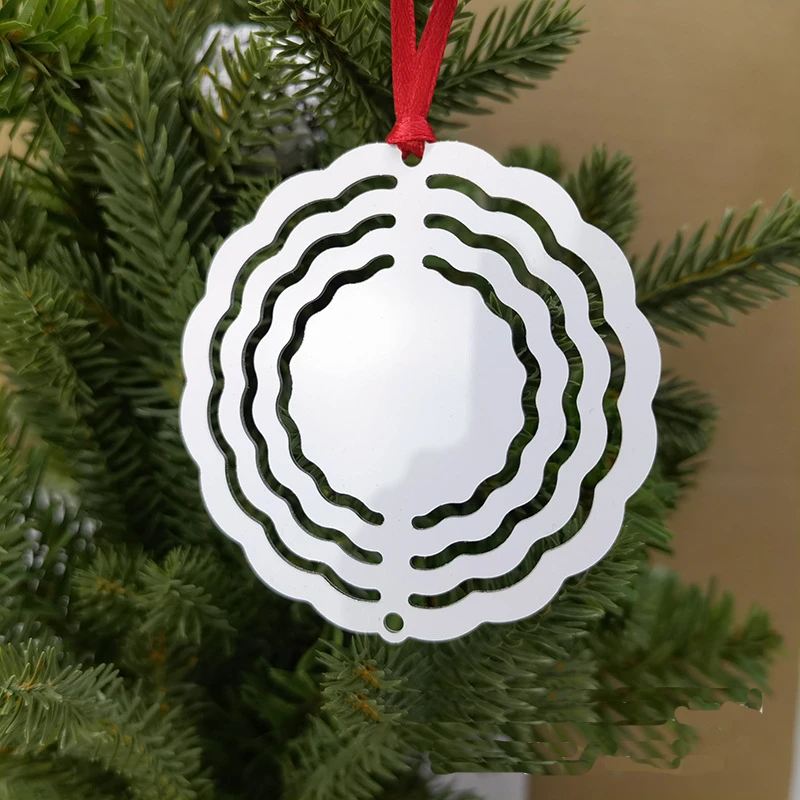 3 Inch Sublimation Printed Metal Wind Spinner Pendant Blank Aluminum Chime Ornament for Decoration