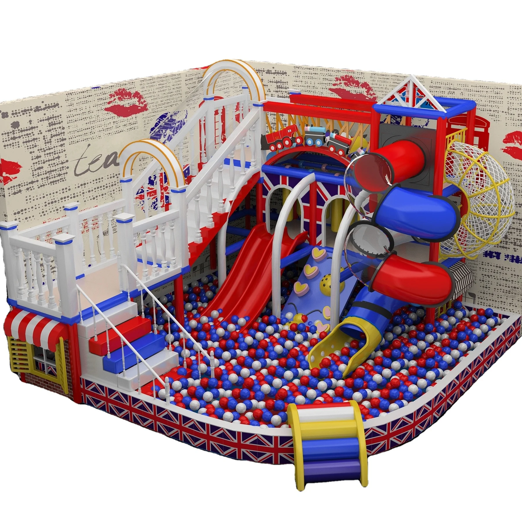 两层有吸引力的设计幼儿园使用商业室内游乐场设备