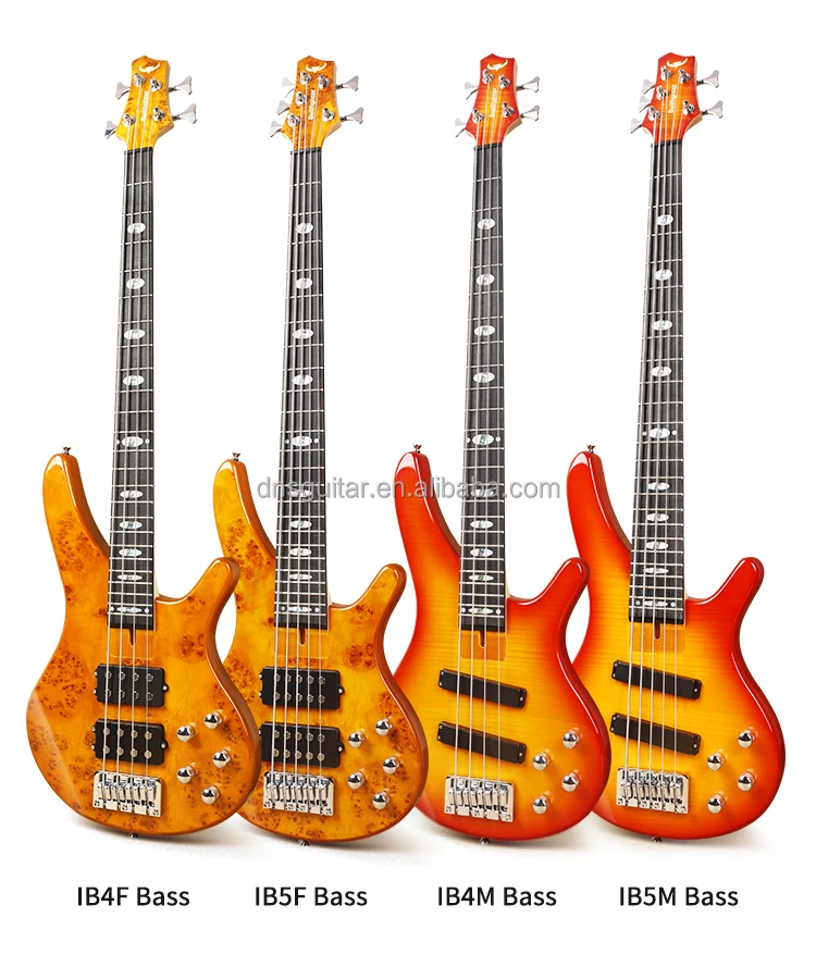 High Grade 4/ 5 Strings Maple Burl Top Solid Body Guitare Bass Kit
