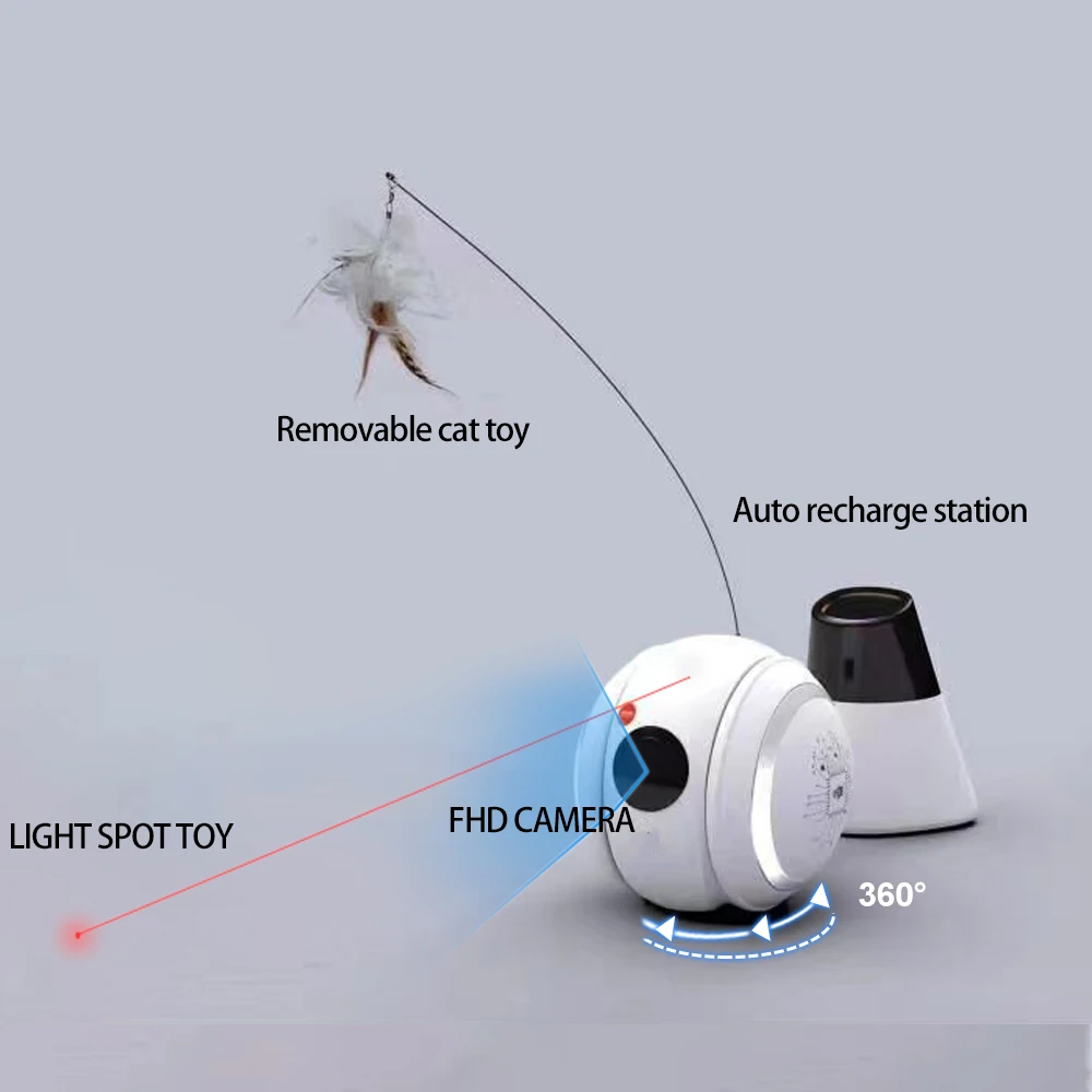 Wholesale Smart Pet Toy Automatic Interactive Ball Robot 1080p HD Video Camera Made Silicone Rubber Cat Dog Individual Boxes