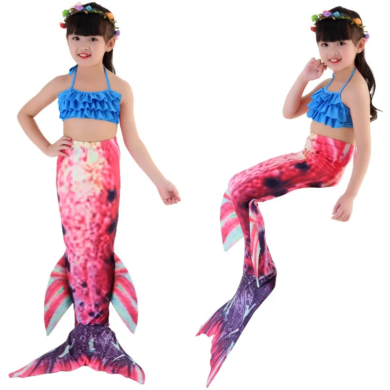 Детский костюм Русалочки купальный с юбкой и хвостом для
