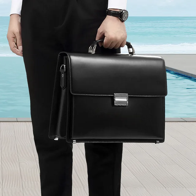 Large Capacity Combination Lock Business Briefcase for Men New Genuine Leather Hand-Held Laptop Briefcase for Official Use