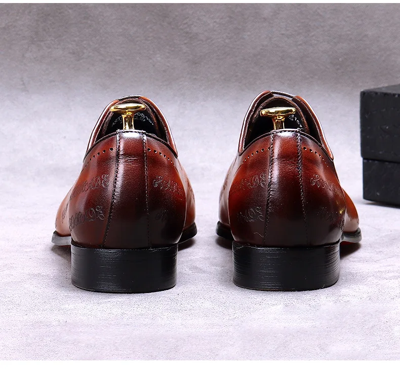 New Designer Men's Business Shoes Fashion Cow Genuine Leather Quality  Oxford Office Shoes Men Wedding Men Dress Shoes