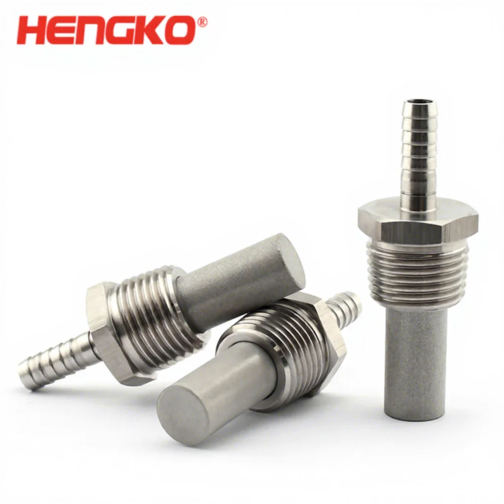 HENGKO 0.5μm Sintered Air Stone 316L Stainless Steel Hose Barb Threaded Diffuser for Beer Wine Making