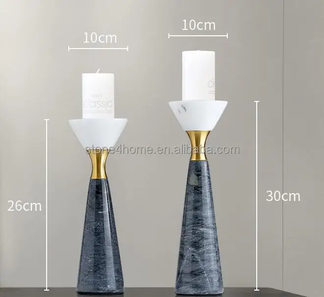 Marble Candle Holder Natural Stone Luxury Home Decor Candle Stand Black