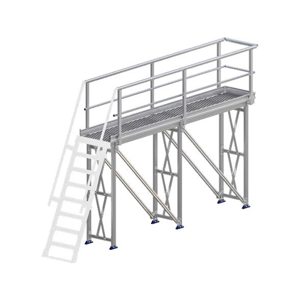 Custom Stairs and Platform Industrial Aluminum Access Platforms | Custom Mezzanine Stairs | Non-Slip Tread
