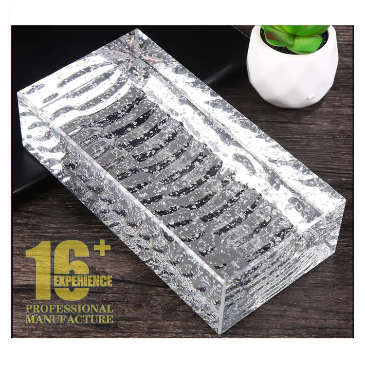 Ice Crystal Pattern Silver Plated Glass Brick  Durable Hot Melt Glass Bricks Partition Wall Fireproof Solid Building Glass Brick