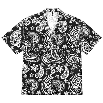 wholesale new paisley print oversized fit shirt custom fashion casual bandana print men's t-shirts