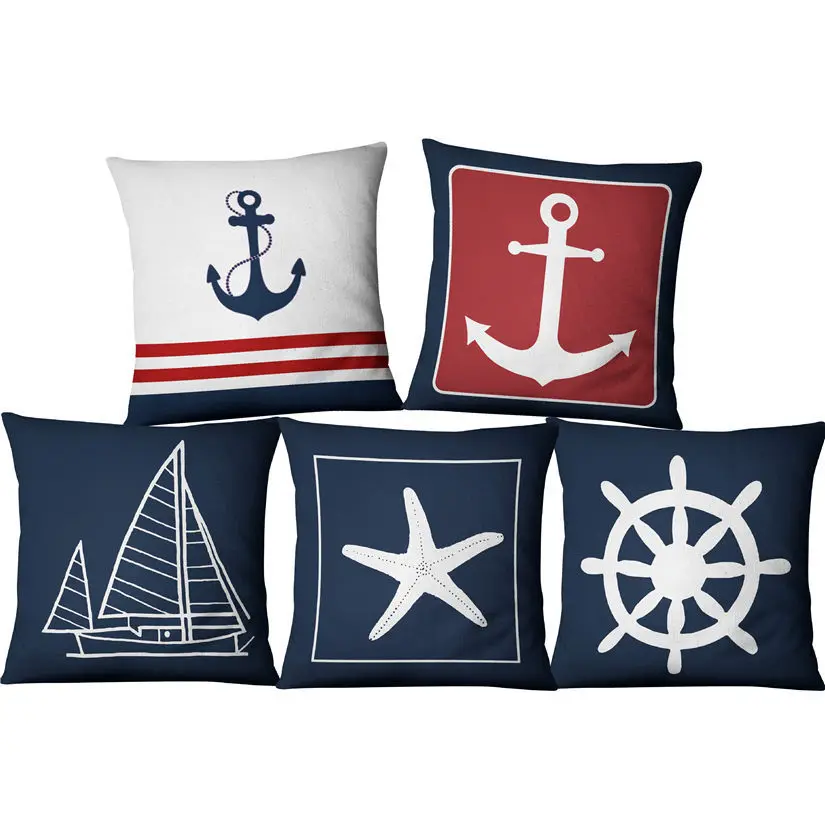 sailor boats anchor marine cushion cover decorative pillow covers 