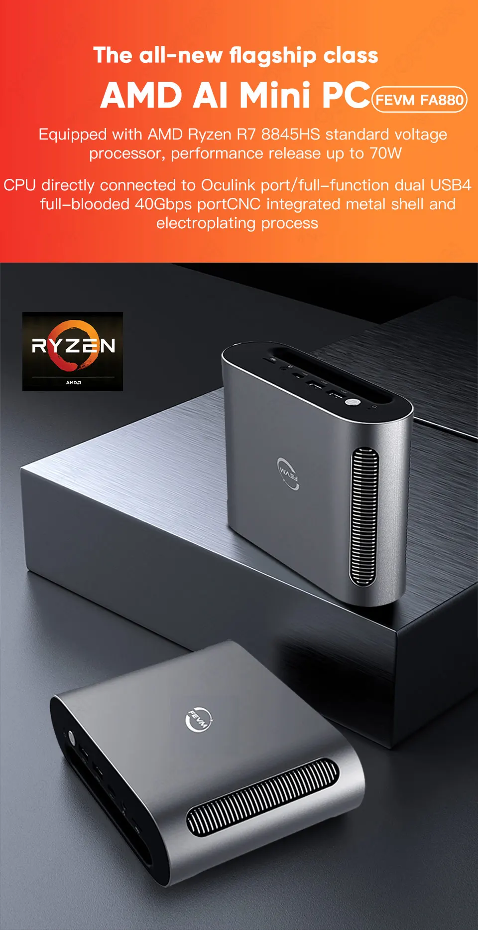 FEVM FA880 PRO - AMD Ryzen 7 8840HS Mini PC for Gaming