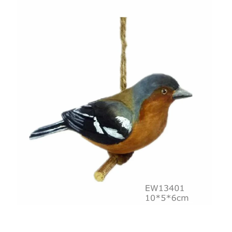 Decorative Hand Carved Wood Birds Model Decoration Wooden Black Tit Bird Handcrafted Wooden Bird Ornaments