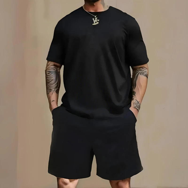 Men's Cute Avocado "You Complete Me" Print 2-Piece Outfit Oversized T-shirt and Drawstri aperçu 4