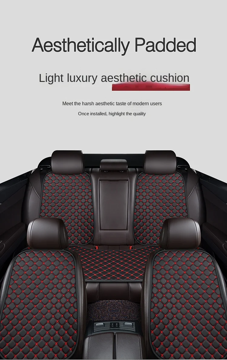 Cross-Border Amazon Leather Embroidered Non-Slip Single-Piece Seat Cushion Four Seasons Universal Tie-Free Four-piece Cushion factory