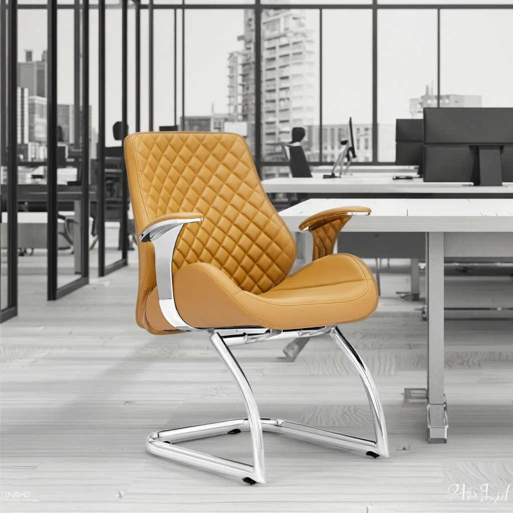Minimalist Chrome Frame Desk Chair Waterfall Seat Edge Contemporary Office Furnishings 3