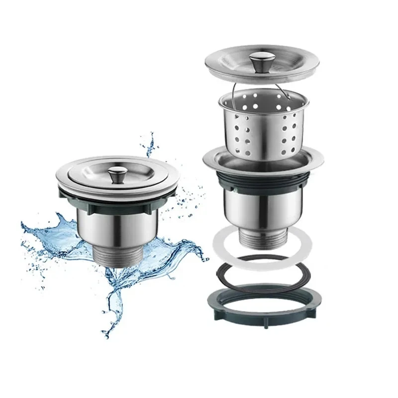 product kitchen sink drainer basket strainer stainless steel fittings plug support customization-0
