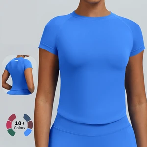 New Custom Short Sleeve Women Sportswear Breathable Workout T Shirt Gym Sports Fitness Seamless Yoga Top