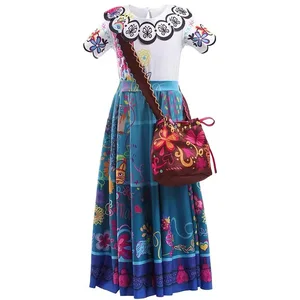 European and American Magic Full House Girls' Cosplay Dress O-Neck Milk Silk Eco-Friendly A-Line Above Knee Length