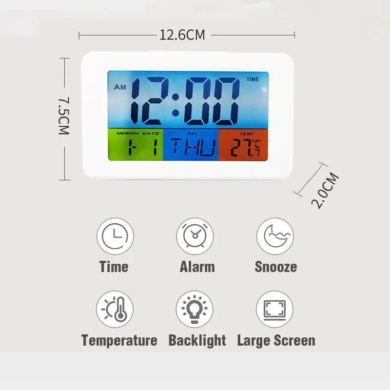 LCD Color Electronic Multi-Function Temperature Countdown Digital Clock Lazy Snooze Bedside Alarm Clock