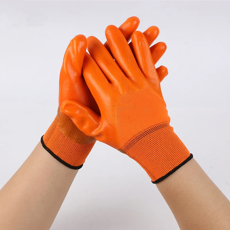 High Quality Customize Cotton Cloth PVC Rubber Dipped Safety Mittens Gardening  Safety Gloves for Garden Work