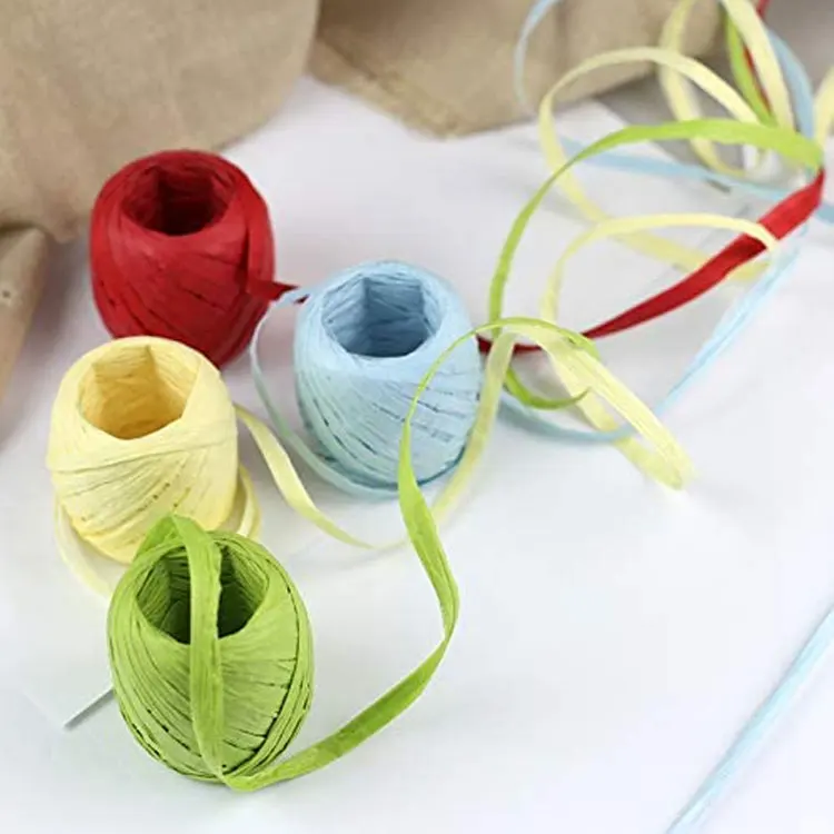 Natural Raffia Ribbons Environmental Friendly Recyclable Paper Raffia