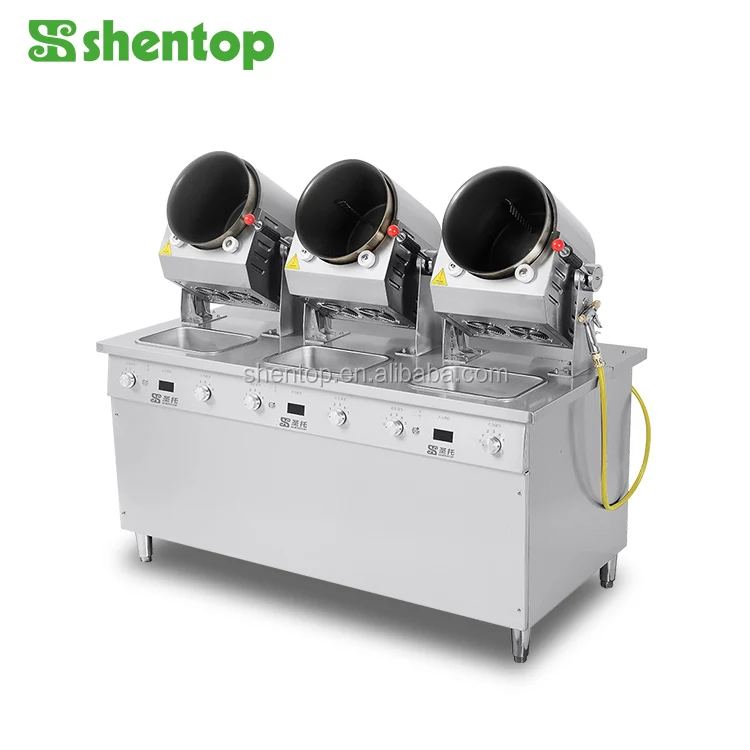 Vertical Rotating Wok Machine Big Capacity  Robot Cooking Drum 2pots 3 Pots Automatic Wok Cooking