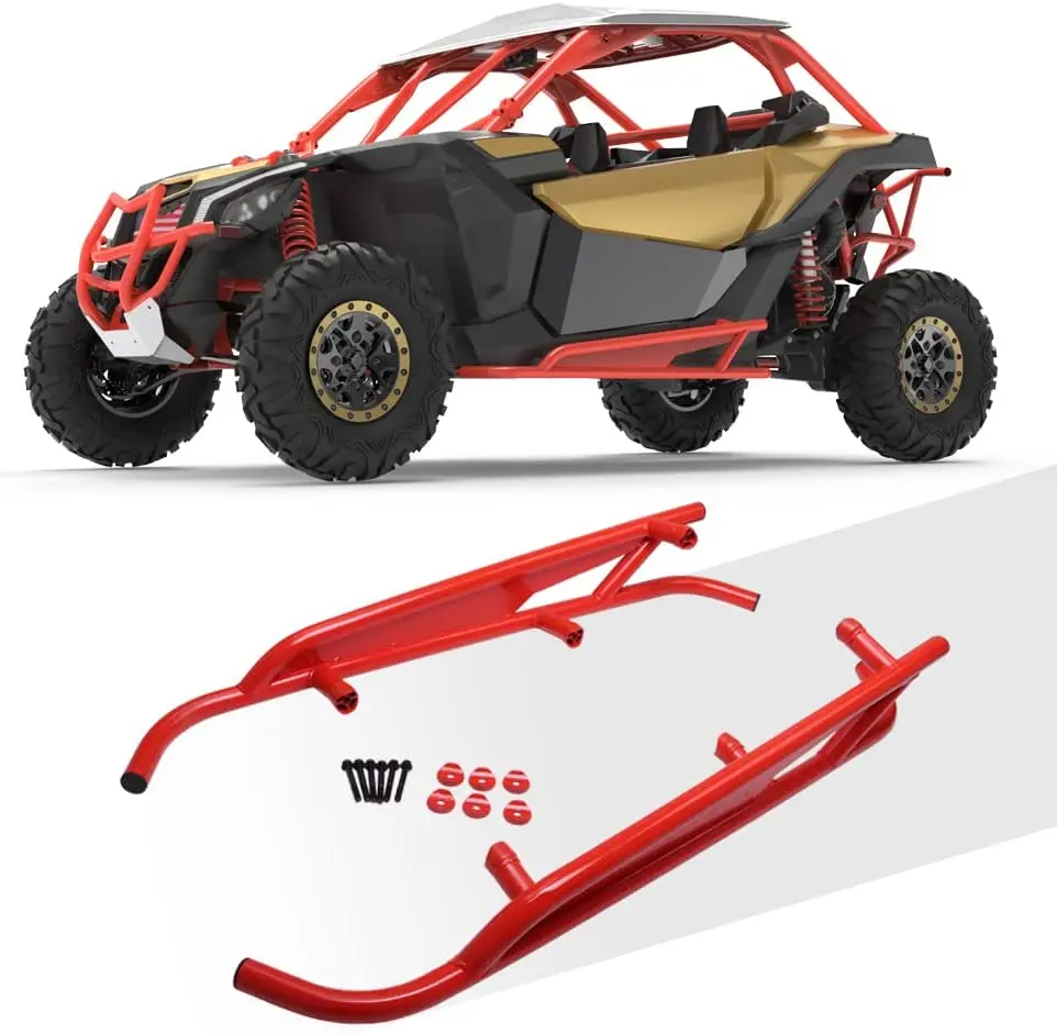 Utv Rock Sliders Red Side Nerf Bars Fit For Canam Maverick X3/turbo/r