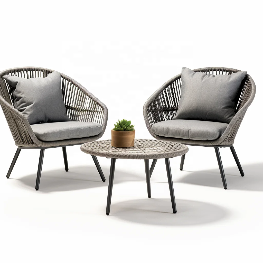 Garden Rope Table Villa Outdoor Table and Chair Set Nordic Leisure Outdoor Garden Rope ...