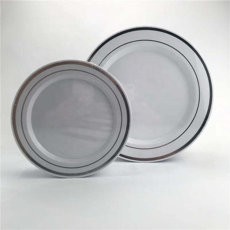 Plastic Gold Tableware Dinnerware Combo Disposable Plates Cutlery Cups Napkin