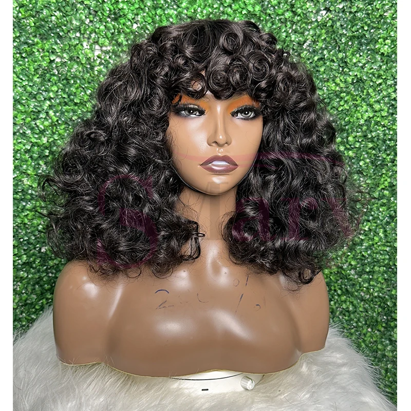 Sdd Machine Bang Wig Raw Virgin Human Hair Vendor Bouncy Wave Wholesale