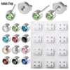 12Pairs-4mm Silver Mixed