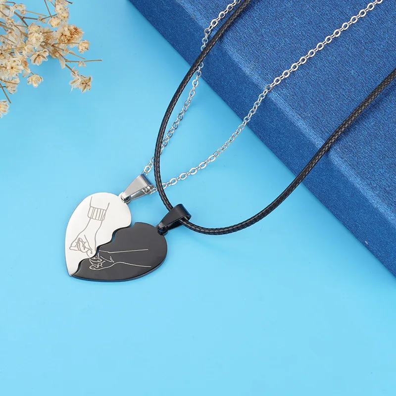 Colliers Deux Cœurs à Partager - Acier Inoxydable Argenté - Femme/Homme