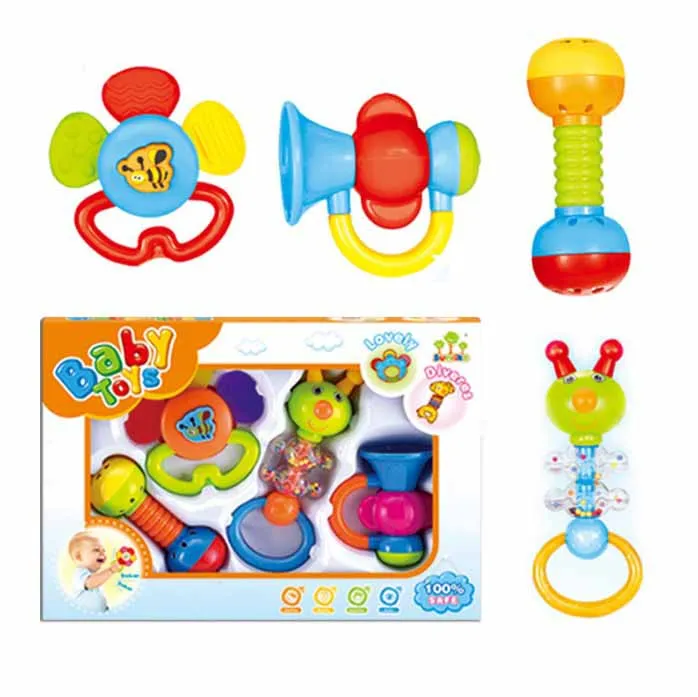 Нетоксичные безопасные пластиковые Забавные музыкальные погремушки Игрушка для раннего развития Набор детских звонков