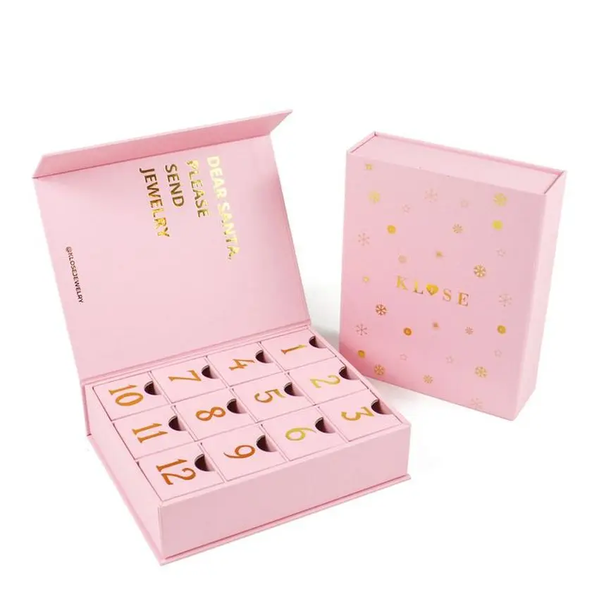 Best Selling Factory Customized Design Gold Print Cosmetic Advent Mystery Calendar Box