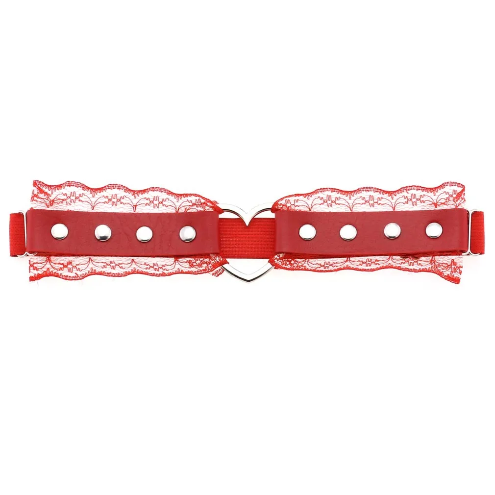 New Fashion Girls Harajuku Punk Leather Lace Leg Ring Adjustable Thigh Leather Harness Women Sexy Heart Shape Leg Garter