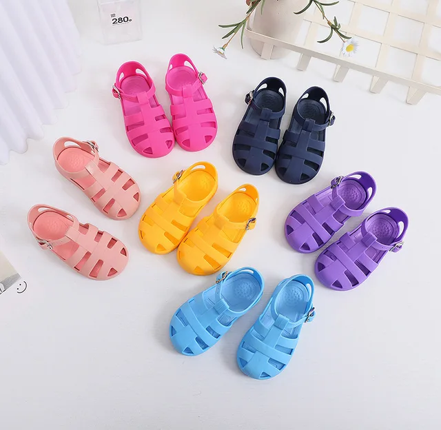 China Manufacturer Durable Unisex Style Colorful Kids Jelly Shoes Toddler Girls Baby Sandals