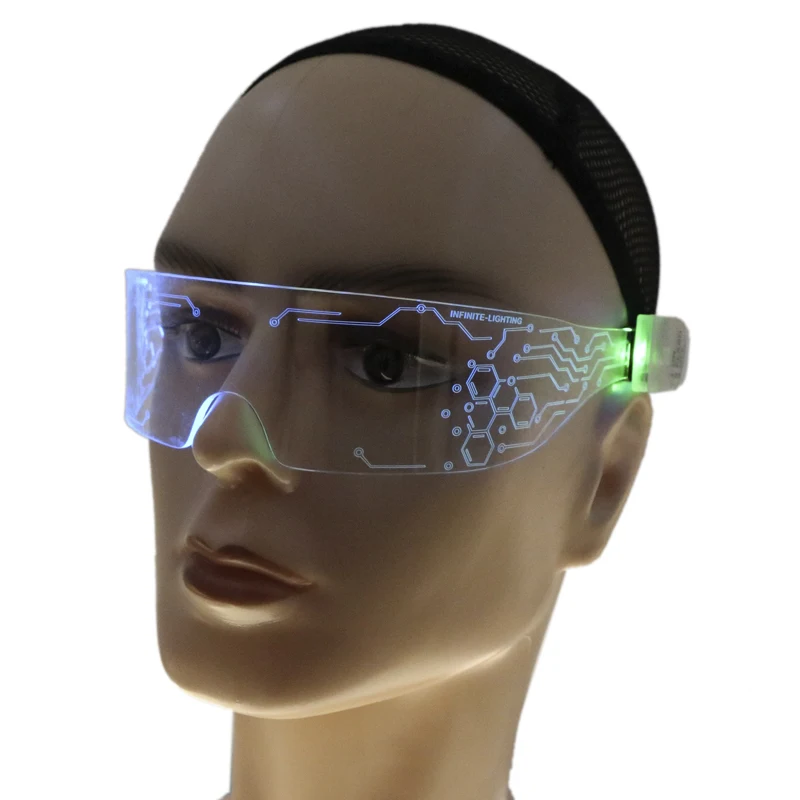 
СВЕТОДИОДНЫЕ светящиеся очки для вечеринки, футуристические электронные очки с козырьком, очки с подсветкой для Хэллоуина, фестиваля 