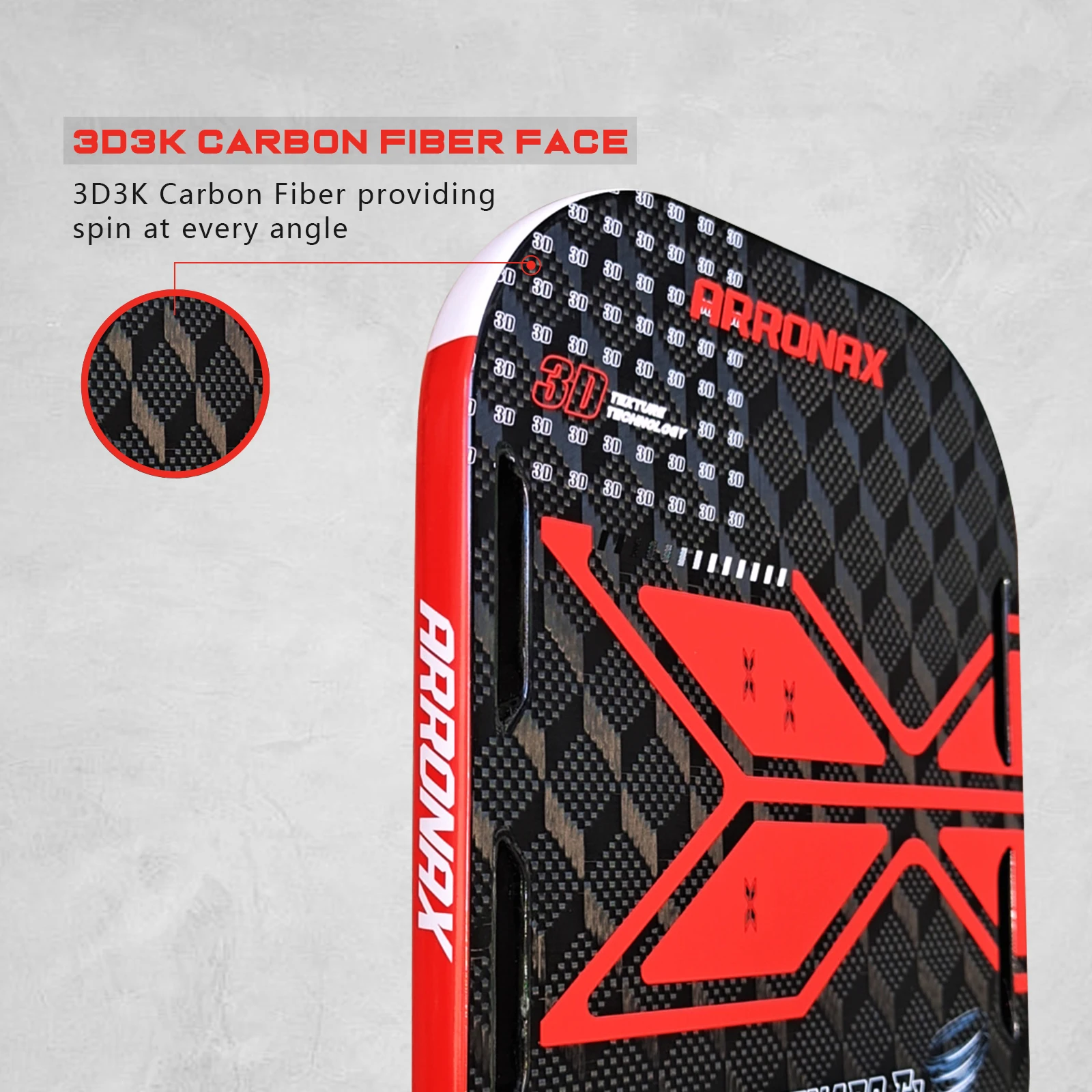 Arronax 3D 18kカーボンファイバー熱成形ピックルボールパドル